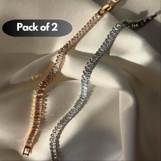 Emerald Diamond Tennis Bracelet Pack of 2