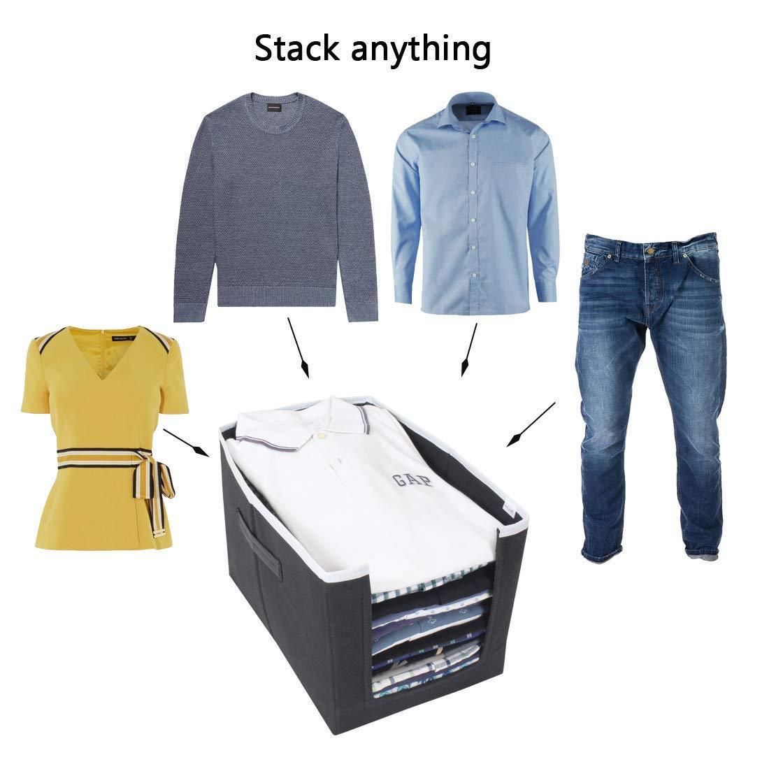 Closet Organizer-Foldable Shirts and Clothing Organizer Stackers(Pack of 1,2,3,4,6,9)